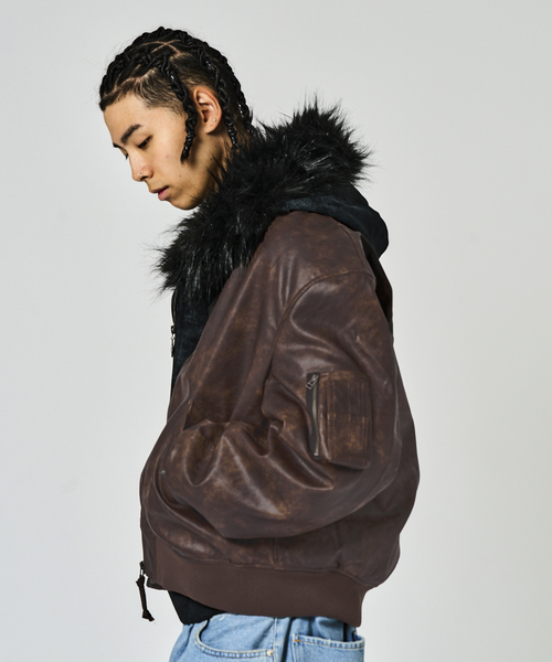 JOINT WORKS(ジョイントワークス)の「フェードレザー L-2B / Faded Faux Leather L-2B(ブルゾン・メンズ・ブラック/ブラウン・MEDIUM/LARGE)」の20枚目の写真