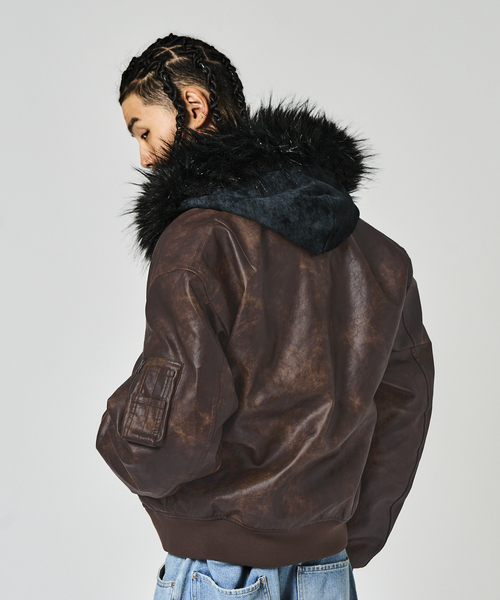 JOINT WORKS(ジョイントワークス)の「フェードレザー L-2B / Faded Faux Leather L-2B(ブルゾン・メンズ・ブラック/ブラウン・MEDIUM/LARGE)」の22枚目の写真