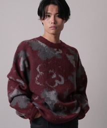 SlashDate（スラッシュデイト）の「【70】モヘアライク ダブルジャガード 総柄ニット（ニット/セーター）」