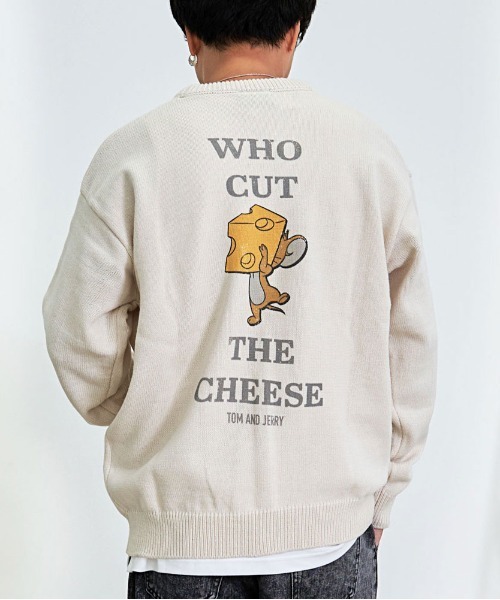 Tom&Jerry(トムアンドジェリー)の「『TOM&JERRY/トムアンドジェリー』加工風PRINT長袖ニット(ニット/セーター・レディース・スミクロ/アイボリー/グレイッシュベージュ/サックスブルー系・LL/L/M)」の15枚目の写真
