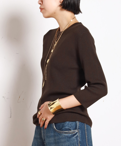 エブリデイアイライク　クルーネックニット　Basic　ウール100%　ブラウン Deuxieme Classe ドゥーズィエム クラス EVERYDAY I LIKE