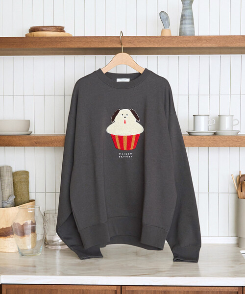 FREAK'S STORE（フリークスストア）の「限定展開　Maison terrier / メゾン・テリア サガラ刺繍 スウェット（スウェット・レディース・ブラック/ライトグレー・ﾌﾘ-）」の3枚目の写真