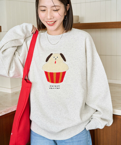 FREAK'S STORE（フリークスストア）の「限定展開　Maison terrier / メゾン・テリア サガラ刺繍 スウェット（スウェット・レディース・ブラック/ライトグレー・ﾌﾘ-）」の6枚目の写真