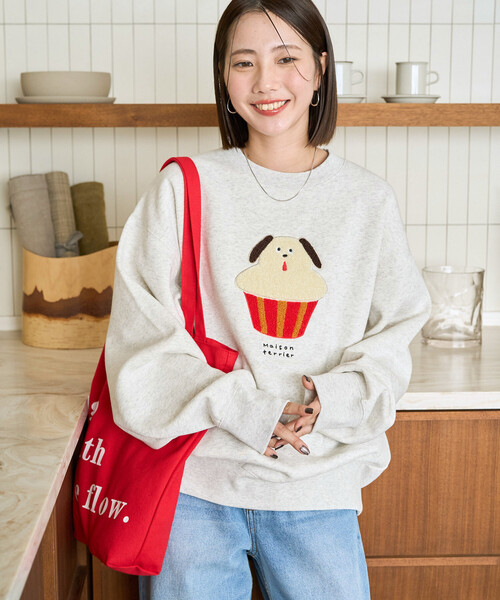 FREAK'S STORE（フリークスストア）の「限定展開　Maison terrier / メゾン・テリア サガラ刺繍 スウェット（スウェット・レディース・ブラック/ライトグレー・ﾌﾘ-）」の7枚目の写真