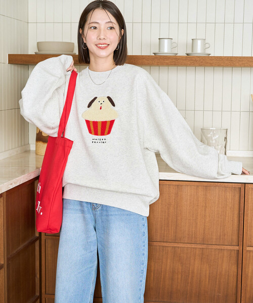 FREAK'S STORE（フリークスストア）の「限定展開　Maison terrier / メゾン・テリア サガラ刺繍 スウェット（スウェット・レディース・ブラック/ライトグレー・ﾌﾘ-）」の8枚目の写真