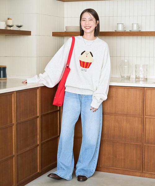 FREAK'S STORE（フリークスストア）の「限定展開　Maison terrier / メゾン・テリア サガラ刺繍 スウェット（スウェット・レディース・ブラック/ライトグレー・ﾌﾘ-）」の9枚目の写真