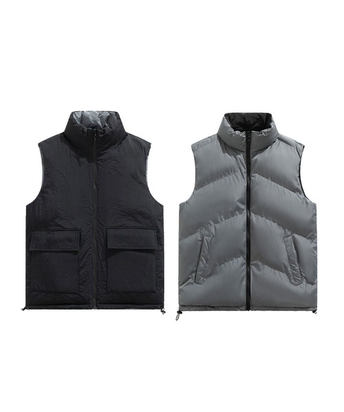 aimoha(アイモハ)の「リバーシブルベスト/reversible vest (AW)(ダウンベスト・メンズ・ブラック/グレー・LARGE/X-LARGE/XX-LARGE)」の3枚目の写真