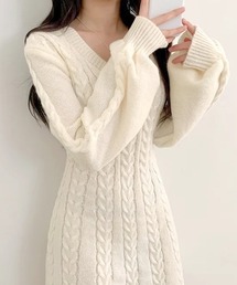 REMUR（レミュール）の「ケーブルニットミニワンピース（ワンピース）」