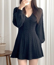 REMUR（レミュール）の「ケーブルニットミニワンピース（ワンピース）」