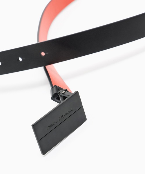 ARMANI EXCHANGE（アルマーニエクスチェンジ）の「【A|X アルマーニ エクスチェンジ】NL スクエアバックル リバーシブルベルト（ベルト・メンズ・ブラック×レッド・FREE）」の3枚目の写真