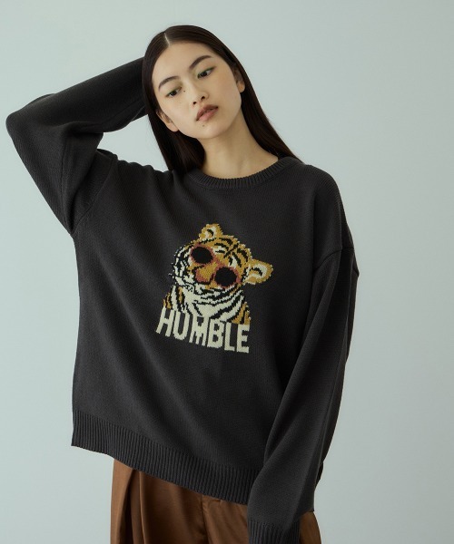 VICKY(ビッキー)の「アニマルジャカードニットプルオーバー≪手洗い可能≫(ニット/セーター・レディース・ブラック/ライトブルー/レッド・M)」の1枚目の写真