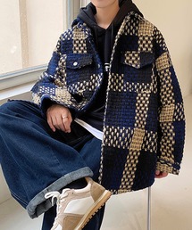 Revo.（レボ）の「【BENDER TOKYO】フェイクポケット付き ツイード チェック柄 シャツジャケット（ブルゾン）」