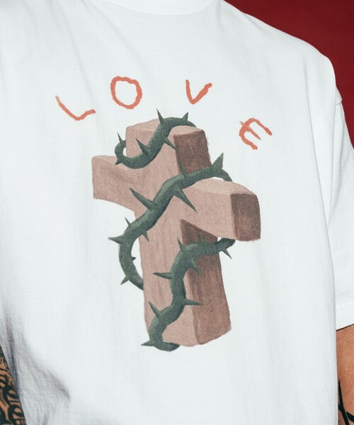 Subciety(サブサエティ)の「Thorn cross tee(Tシャツ/カットソー・メンズ・ブラック/ホワイト/バーガンディー・SMALL/MEDIUM/LARGE/X-LARGE)」の11枚目の写真