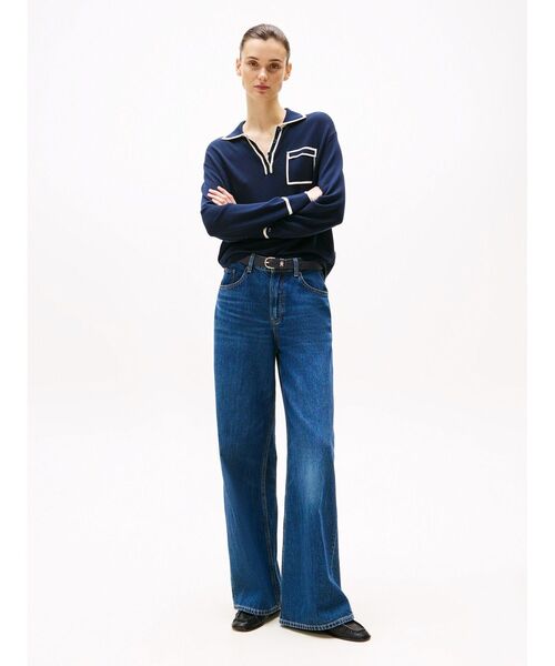 TOMMY HILFIGER(トミーヒルフィガー)の「リヨセルシルクポロニット(ニット/セーター・レディース・ネイビー・XX-SMALL)」の3枚目の写真