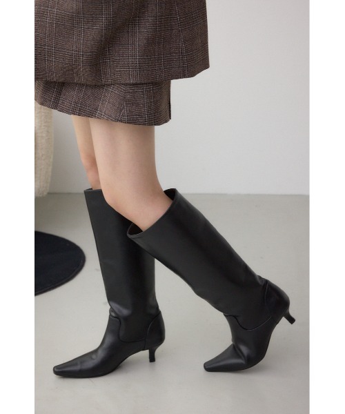 AZUL by moussy(アズールバイマウジー)の「ローヒールロングブーツ 靴(ブーツ・レディース・ブラック・SMALL/MEDIUM/LARGE)」の2枚目の写真
