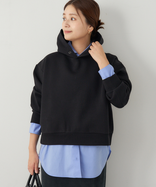 JOURNAL STANDARD（ジャーナルスタンダード）の「CTダンボールフードプルオーバー（パーカー・レディース・グレー/ブラック・FREE）」の2枚目の写真