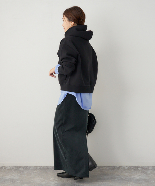 JOURNAL STANDARD（ジャーナルスタンダード）の「CTダンボールフードプルオーバー（パーカー・レディース・グレー/ブラック・FREE）」の5枚目の写真