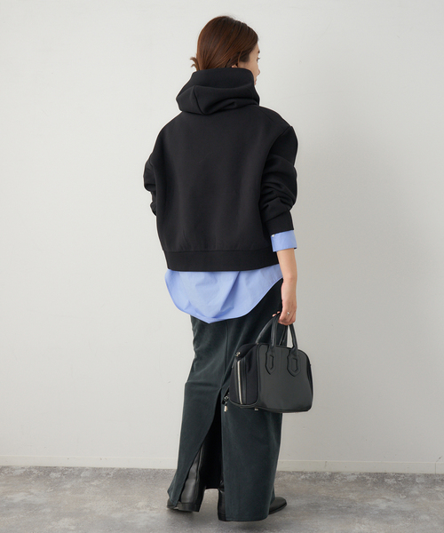 JOURNAL STANDARD（ジャーナルスタンダード）の「CTダンボールフードプルオーバー（パーカー・レディース・グレー/ブラック・FREE）」の6枚目の写真