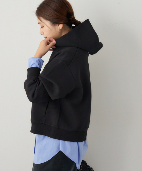 JOURNAL STANDARD（ジャーナルスタンダード）の「CTダンボールフードプルオーバー（パーカー・レディース・グレー/ブラック・FREE）」の7枚目の写真