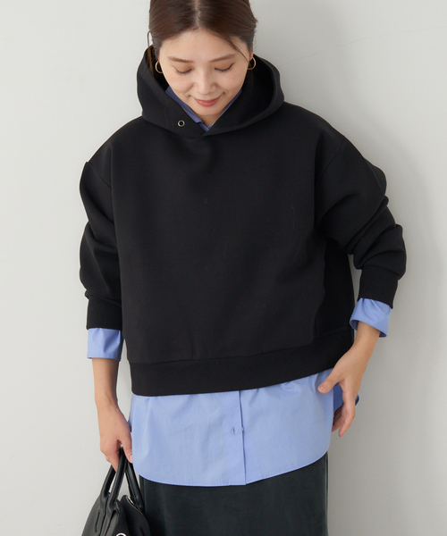 JOURNAL STANDARD（ジャーナルスタンダード）の「CTダンボールフードプルオーバー（パーカー・レディース・グレー/ブラック・FREE）」の8枚目の写真