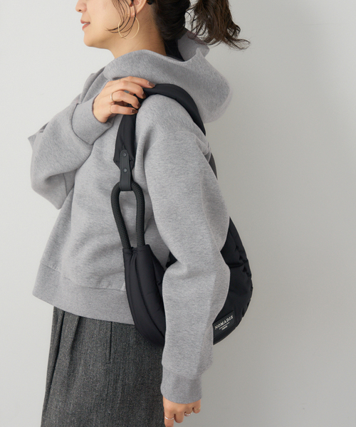 JOURNAL STANDARD（ジャーナルスタンダード）の「CTダンボールフードプルオーバー（パーカー・レディース・グレー/ブラック・FREE）」の13枚目の写真