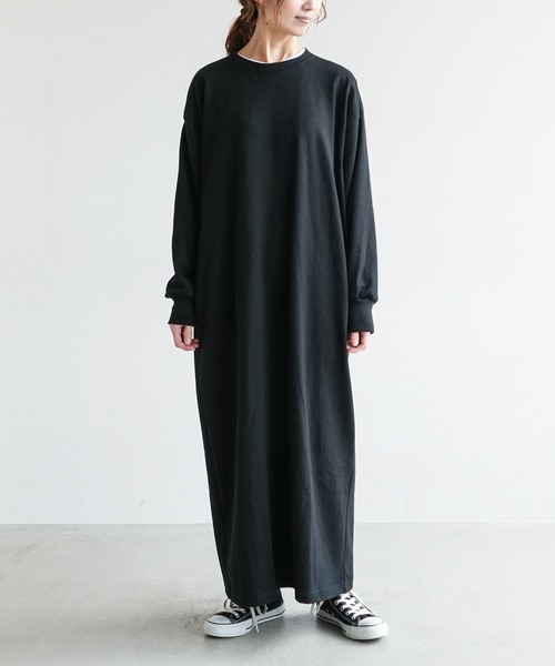 SOLAMONAT（ソラモナ）の「ペンネ天竺ロングスリーブワンピース（ワンピース・レディース・杢グレー/ヘザーチャコール/ホワイト/ブラック/ブラウン・L/M）」の17枚目の写真