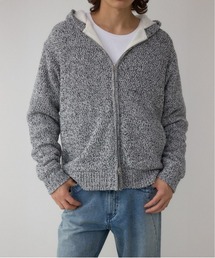 AZUL by moussy | ガーターボアジップニット フーディー(パーカー)