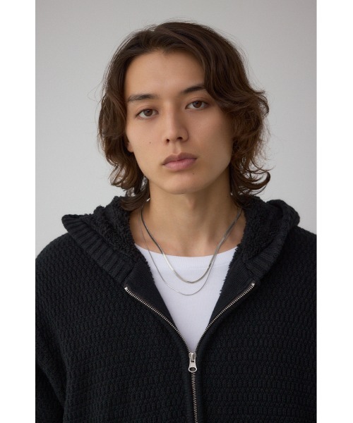 AZUL by moussy（アズールバイマウジー）の「ガーターボアジップニット フーディー（パーカー・メンズ・ブラック系その他/ブラック・MEDIUM/LARGE）」の4枚目の写真