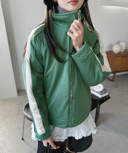 Jewelobe(ジュエローブ)の「スエードタッチスリーブラインスポーティーブルゾン(ブルゾン・レディース・ブラウン/グリーン/ブラック・FREE)」の3枚目の写真