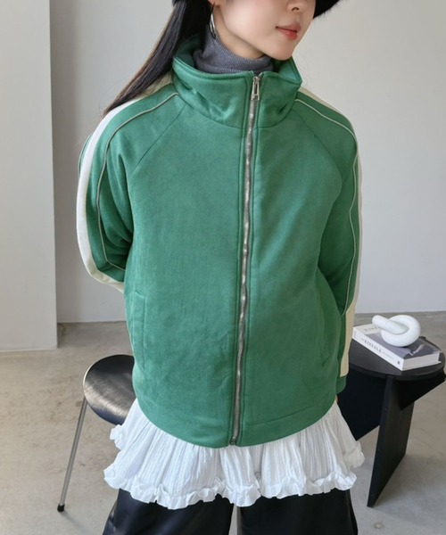 Jewelobe(ジュエローブ)の「スエードタッチスリーブラインスポーティーブルゾン(ブルゾン・レディース・ブラウン/グリーン/ブラック・FREE)」の5枚目の写真