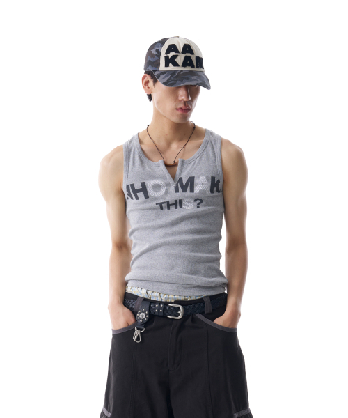 AAKAM(アーカム)の「Rhinestone Slit Sleeveless (Gray)(Tシャツ/カットソー・レディース・その他・2/1)」の3枚目の写真
