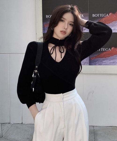 VIBGYOR Women(ヴィブジョー ウィメン)の「【Mayree】フロント リボン レイヤード リブ トップス(Tシャツ/カットソー・レディース・ホワイト・SMALL/MEDIUM/LARGE)」の7枚目の写真