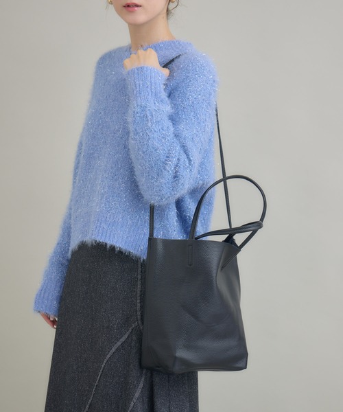 KATHARINE ROSS（キャサリンロス）の「【KATHARINE ROSS】【MILLELA FIRENZE/ミレッラフィレンツェ】ショルダー付きトート（トートバッグ・レディース・シルバー/ブラック・MEDIUM）」の4枚目の写真