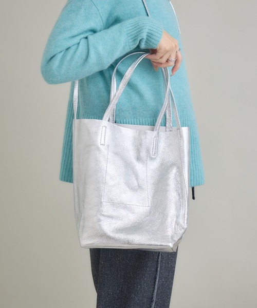 KATHARINE ROSS（キャサリンロス）の「【KATHARINE ROSS】【MILLELA FIRENZE/ミレッラフィレンツェ】ショルダー付きトート（トートバッグ・レディース・シルバー/ブラック・MEDIUM）」の14枚目の写真