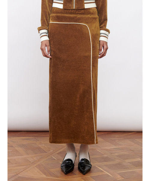 Velour Long Skirt Brown