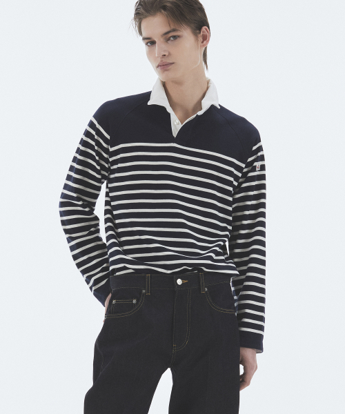 Wire Stripe Rugby — футболка с длинным рукавом, navy