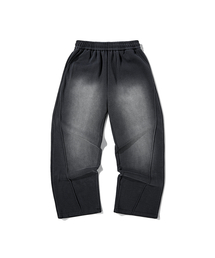 Verdnt（バーダント）の「(裏起毛) ヴィンテージウォッシング斜め切り替えラインスウェットパンツ [ブラック]（スウェットパンツ）」