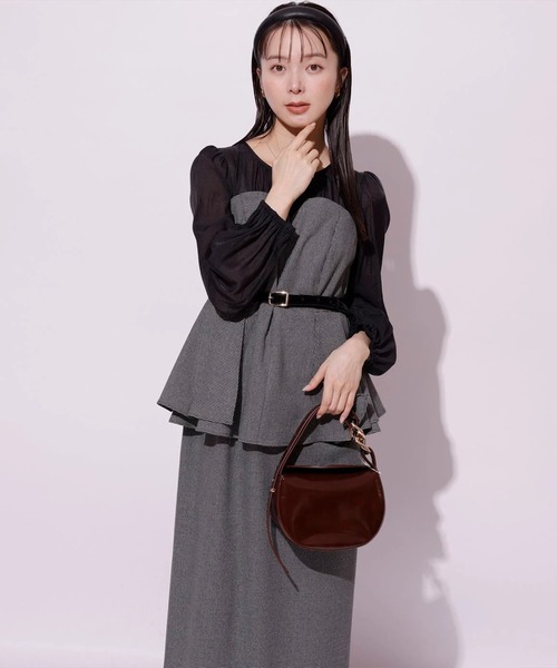 Mystrada（マイストラーダ）の「ペプラムコンビワンピース（ワンピース・レディース・ブラウン系その他・36/38）」の2枚目の写真