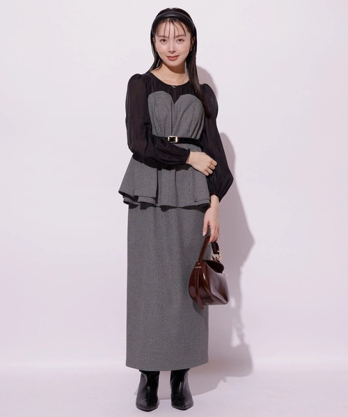 Mystrada（マイストラーダ）の「ペプラムコンビワンピース（ワンピース・レディース・ブラウン系その他・36/38）」の6枚目の写真