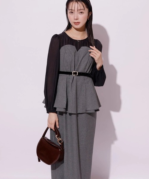 Mystrada（マイストラーダ）の「ペプラムコンビワンピース（ワンピース・レディース・ブラウン系その他・36/38）」の8枚目の写真