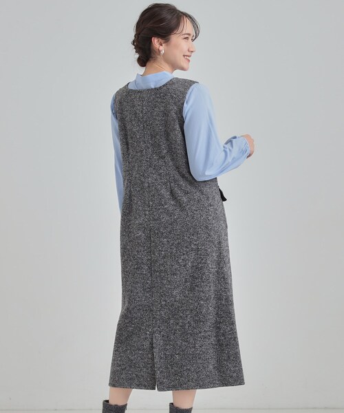 DRESKIP（ドレスキップ）の「【S-LL】甘すぎない大人のツイード調ジャンスカ（ワンピース・レディース・ブラウン系/ブラック・04/01/02/03）」の4枚目の写真