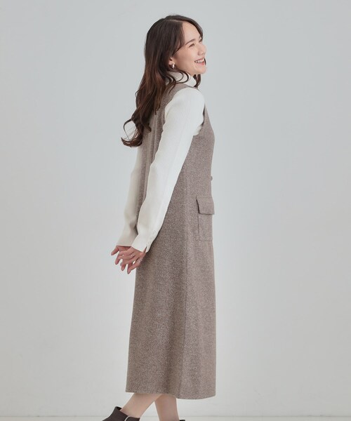 DRESKIP（ドレスキップ）の「【S-LL】甘すぎない大人のツイード調ジャンスカ（ワンピース・レディース・ブラウン系/ブラック・04/01/02/03）」の8枚目の写真