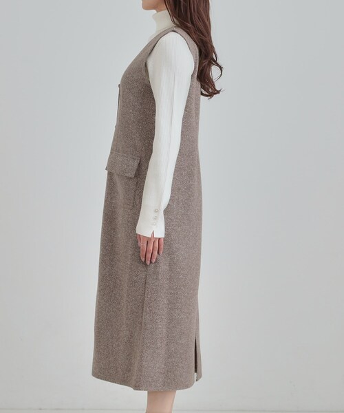 DRESKIP（ドレスキップ）の「【S-LL】甘すぎない大人のツイード調ジャンスカ（ワンピース・レディース・ブラウン系/ブラック・04/01/02/03）」の12枚目の写真