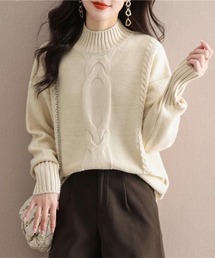 立体編みニットプルオーバー