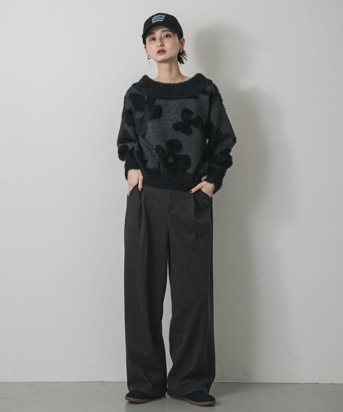 SENSE OF PLACE by URBAN RESEARCH（センスオブプレイスバイアーバンリサーチ）の「フラワージャガードニット（ニット/セーター・レディース・ブラウン/ブラック/グレー・ONE）」の7枚目の写真