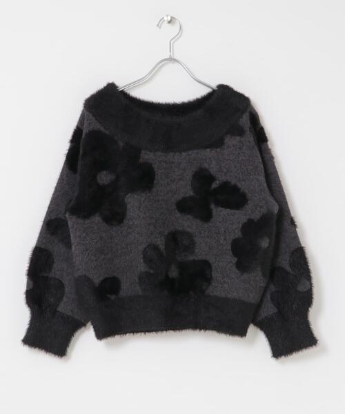 SENSE OF PLACE by URBAN RESEARCH（センスオブプレイスバイアーバンリサーチ）の「フラワージャガードニット（ニット/セーター・レディース・ブラウン/ブラック/グレー・ONE）」の8枚目の写真
