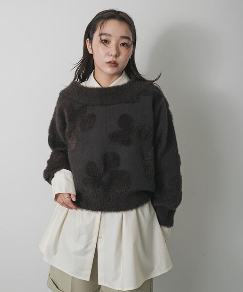 SENSE OF PLACE by URBAN RESEARCH（センスオブプレイスバイアーバンリサーチ）の「フラワージャガードニット（ニット/セーター・レディース・ブラウン/ブラック/グレー・ONE）」の13枚目の写真