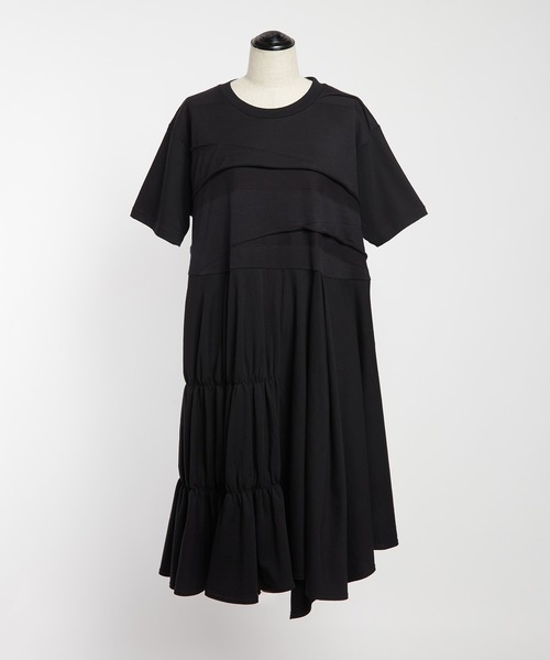 gomme（ゴム）の「アシメパネルカットワンピース（ワンピース・レディース・ブラック・MEDIUM）」の9枚目の写真