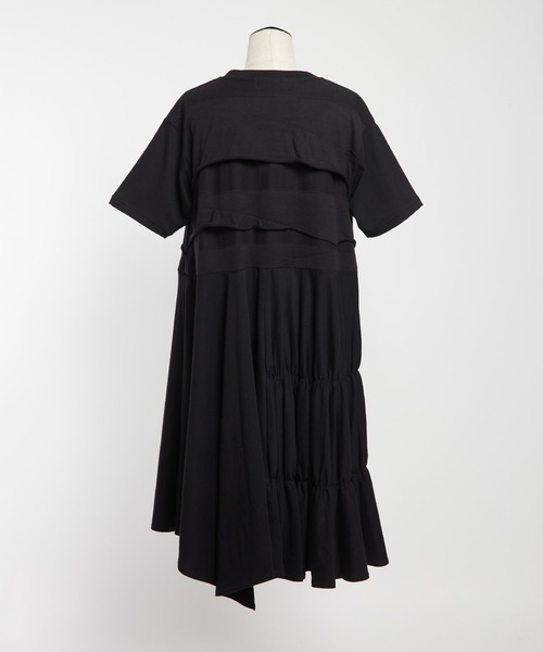 gomme（ゴム）の「アシメパネルカットワンピース（ワンピース・レディース・ブラック・MEDIUM）」の7枚目の写真