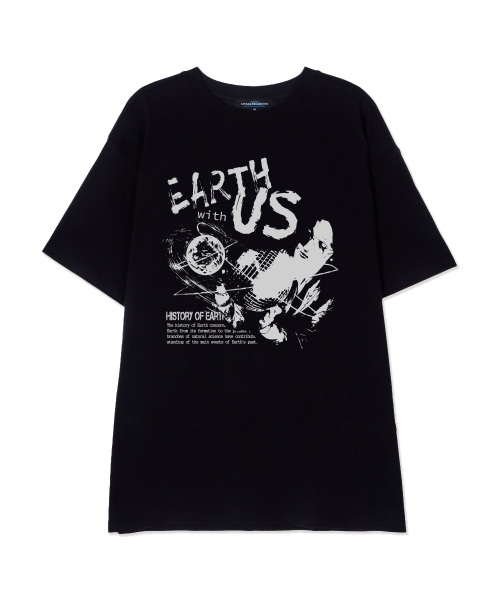 ASTRAL PROJECTION(アストラルプロジェクション)の「アースウィズアース スーピマコットン ラウンドネック 半袖Tシャツ_ブラック(Tシャツ/カットソー・メンズ・その他・LARGE/MEDIUM/X-LARGE)」の1枚目の写真